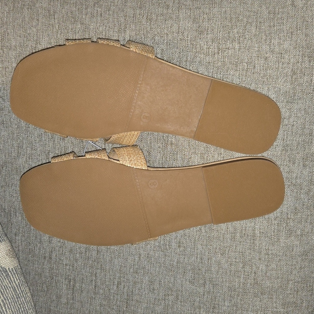 Serra Tan Woven Slide Sandals - Picture 5 of 5